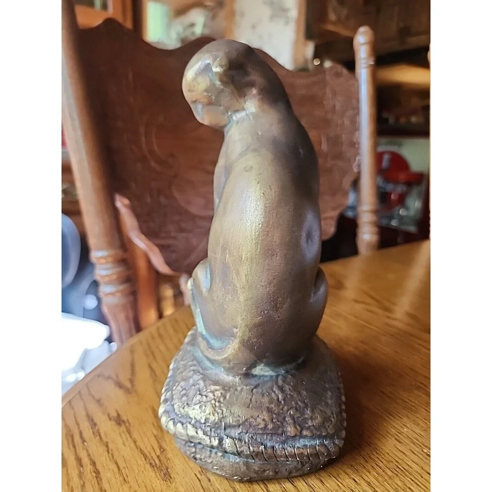 Vintage Egyptian Sphinx Golden Bronze Cat Statue Figurine  Bookend ,doorstop